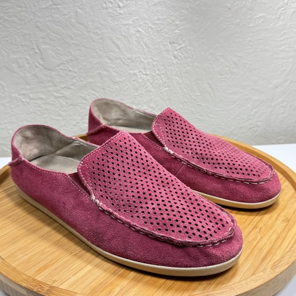 OluKai Shoes - Olukai Nohea Perf Loafer 8.5 Maroon Suede Leather Slip On Perforated‎ Foldable